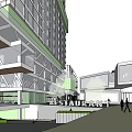 Modern Art Inspired Sales Office Building With Curved Design Glass Curtain Walls And Water Feature