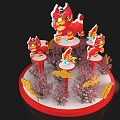 Chinese Style Beautiful Chen Beautiful Chen Lion Dance Traditional New Year Custom Beautiful Chen Decoration Guangfu Temple Fair 3d model