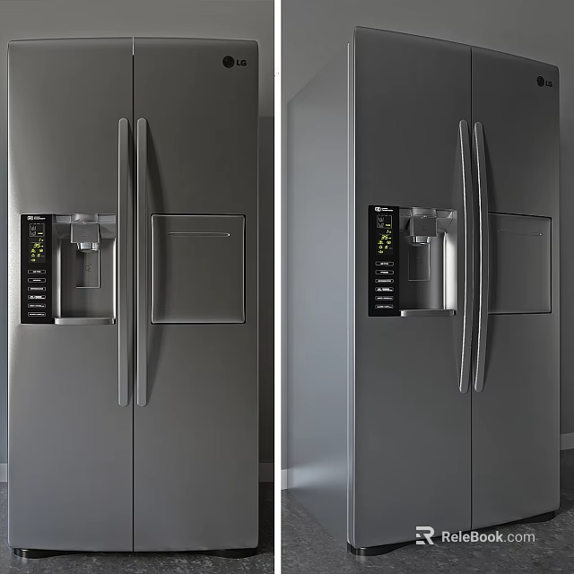Stainless Steel Double Door Refrigerator With Water Dispenser And Modern Design 3d model 