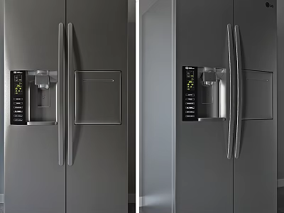 Stainless Steel Double Door Refrigerator With Water Dispenser And Modern Design 3d model