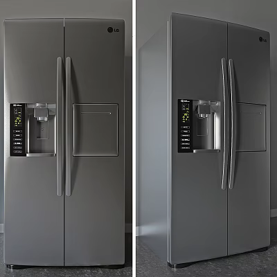 Stainless Steel Double Door Refrigerator With Water Dispenser And Modern Design 3d model
