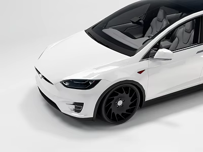 White Tesla Model X Electric SUV With Black Wheels And Modern Exterior Design 3d model