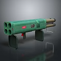 Green Multiple Barrel Weapon With Stand Red Button And Black Components 3d model