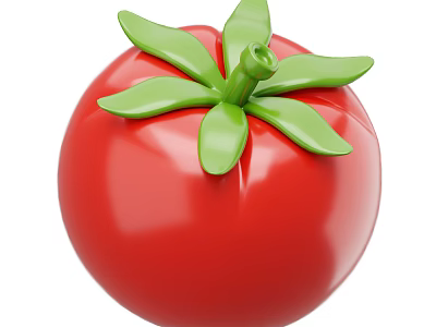 Juicy Red Tomato Vegetable With Fresh Green Leaves And Ripe Appearance 3d model