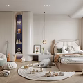 Cozy Modern Kids Bedroom With Bed Round Rug And Toys