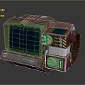 Futuristic Brown Wrist Device With Green Screen Red Buttons Dials Grid Panel And Strap