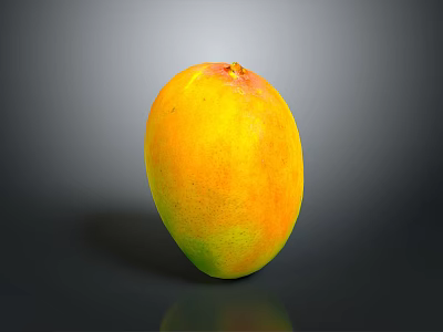 Fresh Ripe Mango Fruit With Vibrant Yellow And Green Skin On Dark Background 3d model