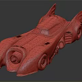 Futuristic Batmobile Style Car With Streamlined Dark Metallic Body And Wing Details