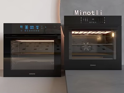 Modern Kitchen Appliances Ovens With Digital Display And Interior Lighting Features 3d model