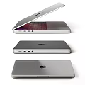 Apple MacBook Silver Laptop Design With Open Closed Views And Multiple Ports 3d model