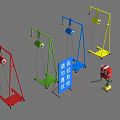Industrial Fall Arrest Test Equipment With Multi colored Frames Rollers Chains And Safety Mechanisms 3d model