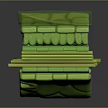 Cartoon Scene Of Green Cell Structure With 3D Organelles And Layered Design