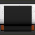 Modern Self Service Kiosk With Orange White Black Body Digital Display And Blue Light Strip