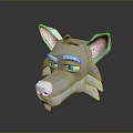 Low Poly 3D Wolf Head Character Model With Gray Fur And Blue Eyes 3d model