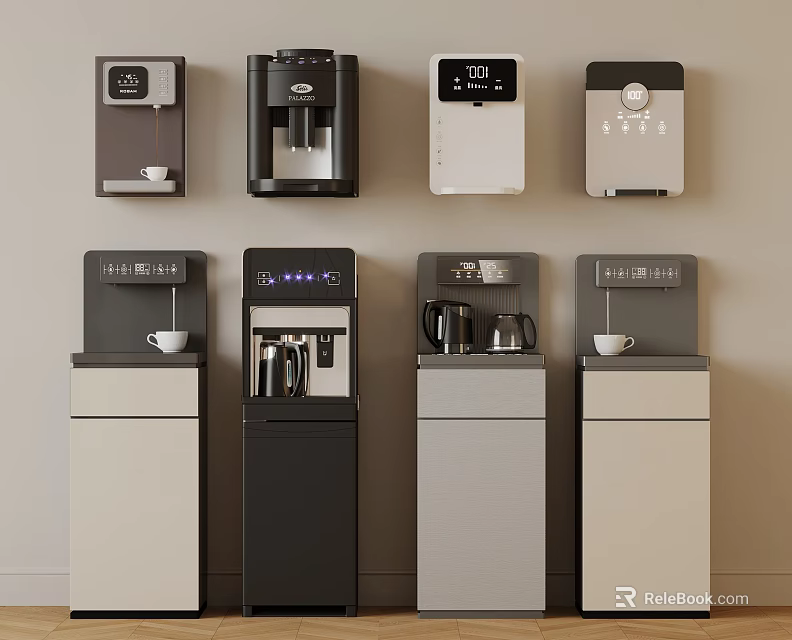 Smart Machines In Wall Mounted And Freestanding Styles With Digital Screens And Neutral Tones 3d model 