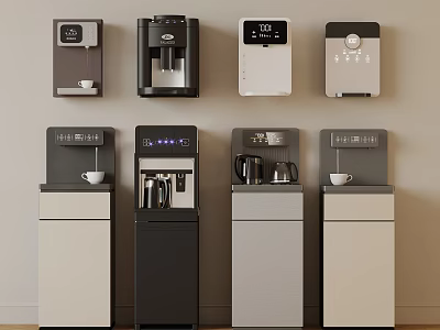 Smart Machines In Wall Mounted And Freestanding Styles With Digital Screens And Neutral Tones 3d model