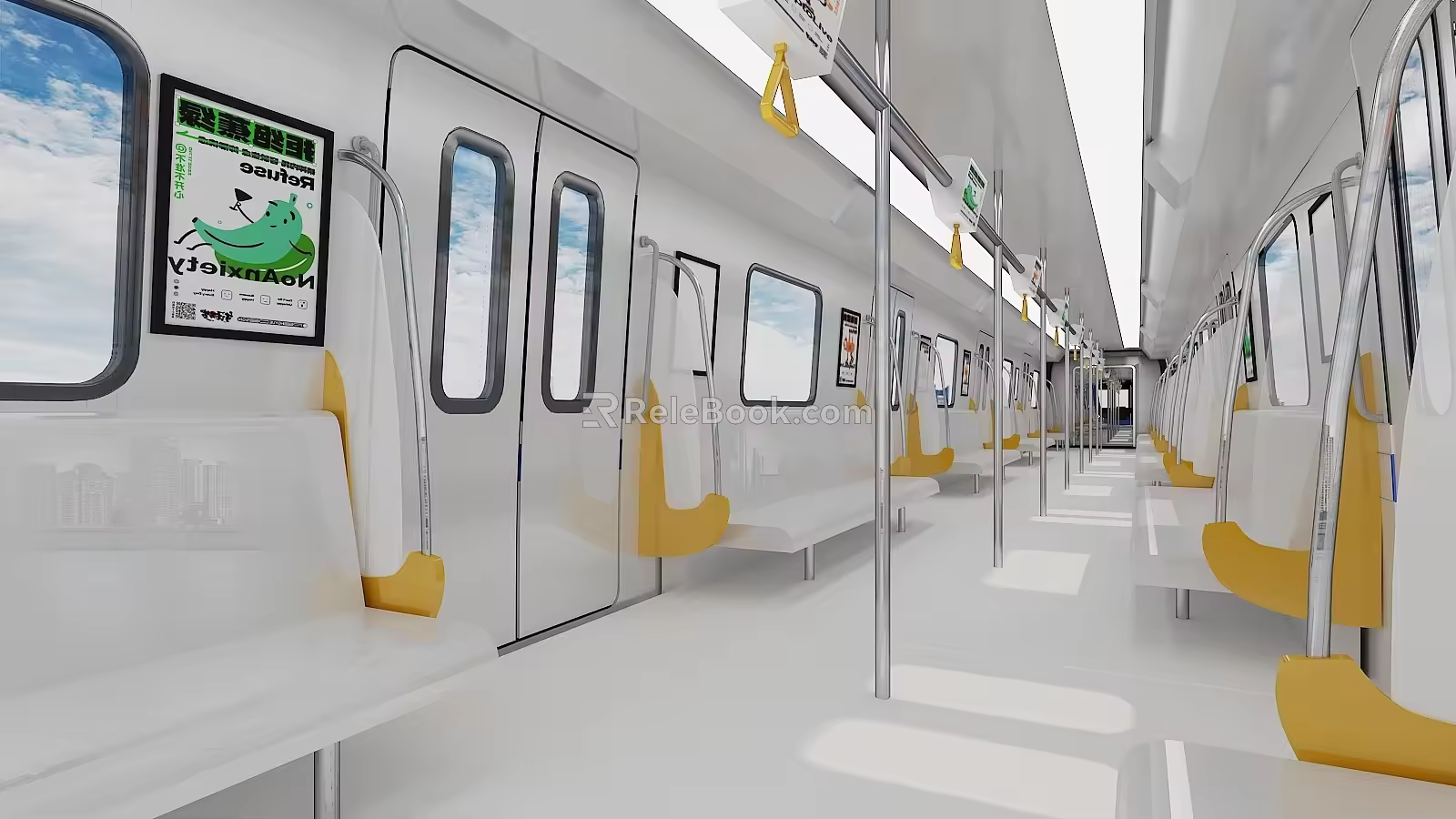 modern subway car subway 3d model