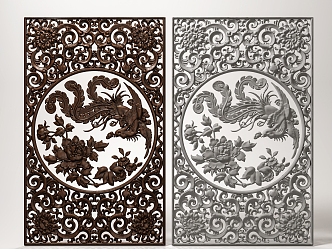 Chinese carved partition 3d model