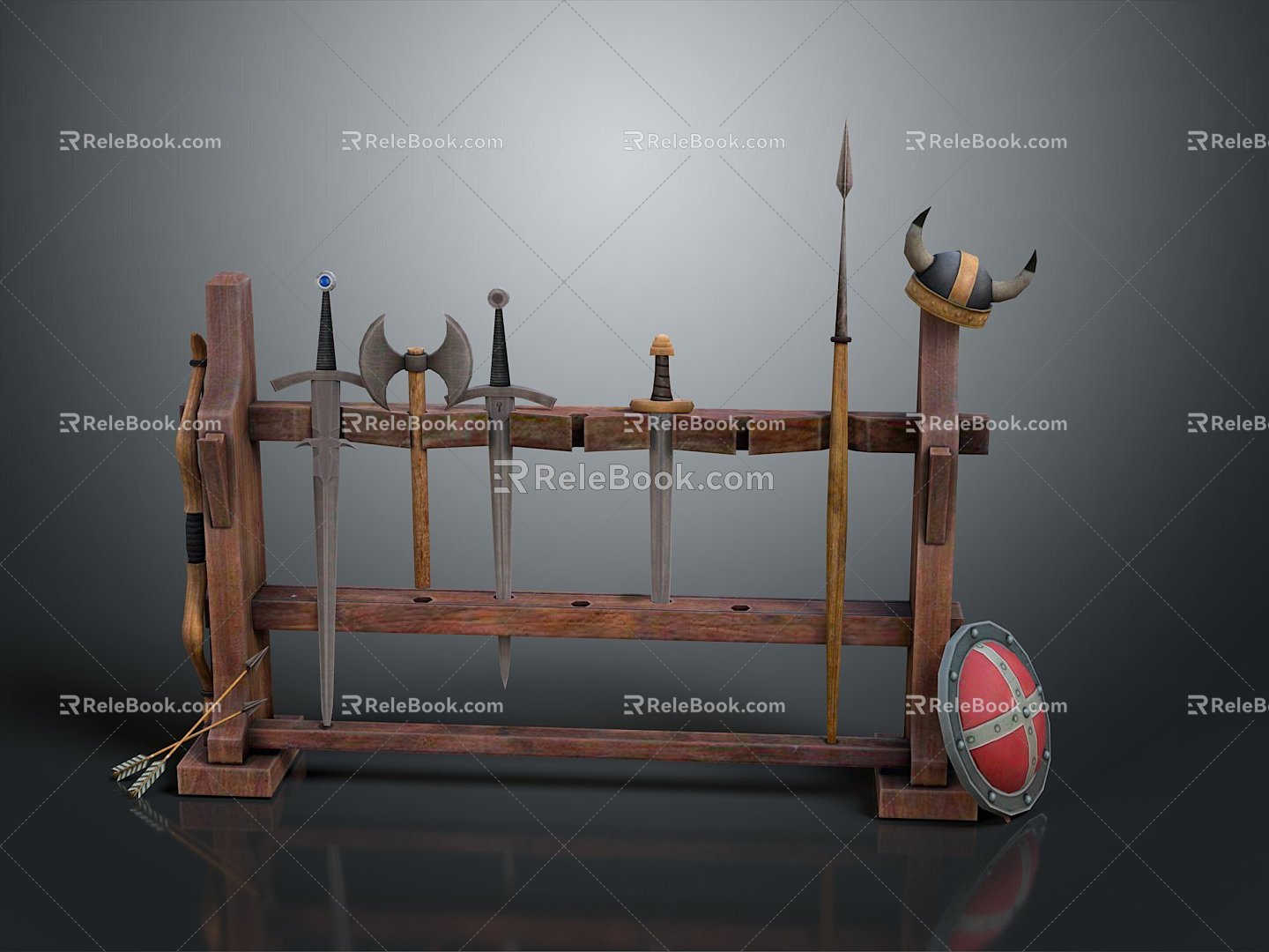 Weapon Rack Cold Weapon Sword Sword Sword Halberd Axe Hook Fork Spear Trident 3d model