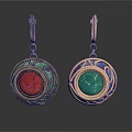 Elegant Gold Hook Earrings Featuring Colorful Decorations Red Green Gemstone Pendants