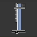 Blue Industrial Column Structure With Platform Railing Ladder And Concrete Base