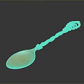 Elegant Golden Spoon With Intricate Patterned Handle Decorative Design And Reflective Surface 3d model