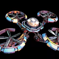 Futuristic Multirotor Drone With Four Rotors LED Lights And Colorful Frames 3d model