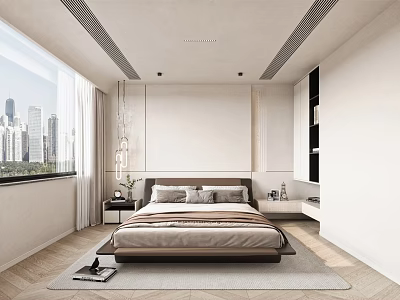 Bedroom Master Bedroom Double Bedroom Backwall Wardrobe Bedside Cabinet Furnishings 3d model