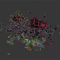 Broken Structural Components With Dark Fragments Red Glowing Sections And White Base Chunks 3d model