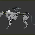 Futuristic Mechanical Dog Creature With Blue Accents And Back Mounted Device