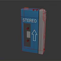 Blue Stereo Digital Device With Cassette Slot And Function Arrow Design