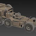 Heavy Duty Sand Colored Military Truck With Large Wheels And Engine