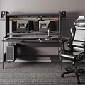 Modern computer desk and chair 3d model