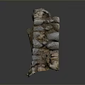 Ancient Stone Wall Ruins With Rough Texture And Mossy Patches