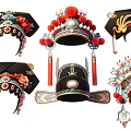 Traditional Chinese Opera Themed Hanging Decorations With Intricate Beads And Feathers