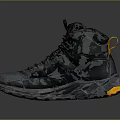 Black High Top Outdoor Boots With Yellow Accents And Non Slip Sole For Daily Wear