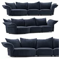 Dark Blue Modern Velvet Three Seater Sofa With Comfortable Cushions And Armrests