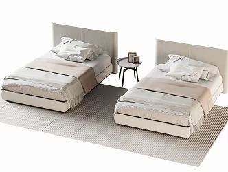 Modern single bed bedside table 3d model