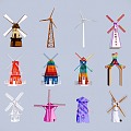 Windmill Windmill Building Power Generation Windmill Windmill Combination 3d model