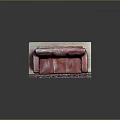 Luxurious Three Seater Red Leather Sofa On Decorative Rug In Living Room
