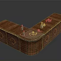 Wooden Home Living Counter With Decorative Diamond Patterns And Curved Design