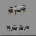 Modern Dining Table Set With Six Minimalist Chairs And Contemporary Design Elements 3d model