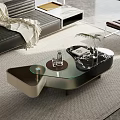Modern Glass Top Coffee Table With Magazine Tray And Vase In Stylish Living Room