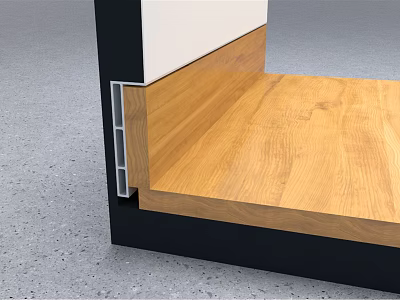 Black Frame Line Between Wooden Floor And White Wall In Interior Design 3d model
