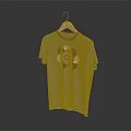 Gray Short Sleeve T-shirt With Floral Design Hanging On Wooden Hanger