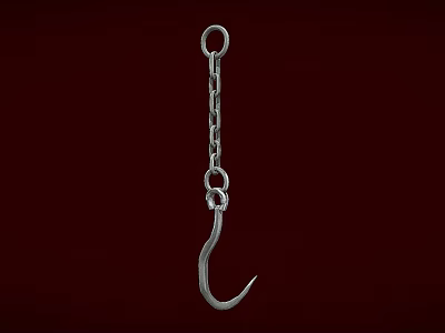 Metal Hook with Chain Design Isolated on Red Background for Hanging Purposes 3d model