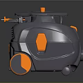 Domestic User Using Creature Shaped Vacuum Cleaner With Grey Shell And Orange Details
