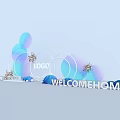 Modern Commercial Equipment for Welcome Home Display with Logo and Decorative Elements