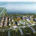 Aerial View Of Waterfront Residential Master Plan With Greenery And Roads