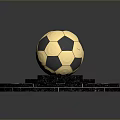 Golden Black Football Shaped Display Equipment With Black Circular Base And White Lights